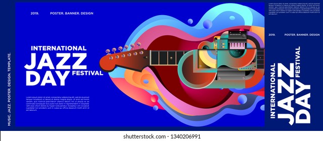 Vector colorful international jazz day poster and banner
