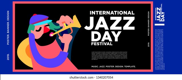 Vector colorful international jazz day poster and banner
