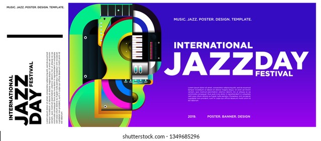 Vector colorful international jazz day poster and banner