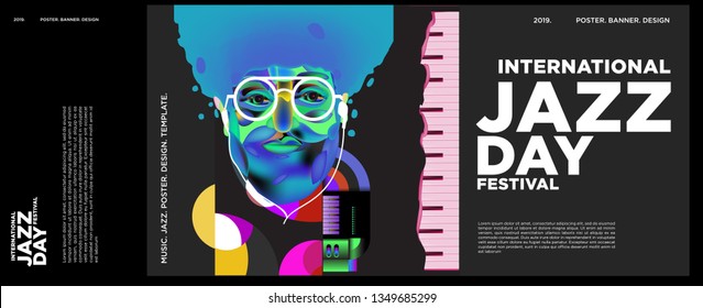 Vector colorful international jazz day poster and banner
