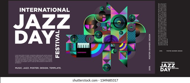 Vector colorful international jazz day poster and banner