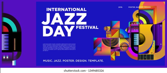 Vector colorful international jazz day poster and banner