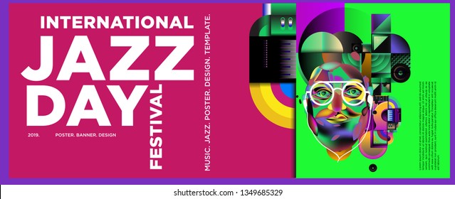 Vector colorful international jazz day poster and banner
