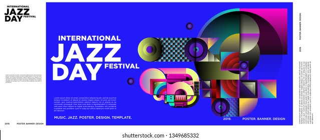 Vector colorful international jazz day poster and banner