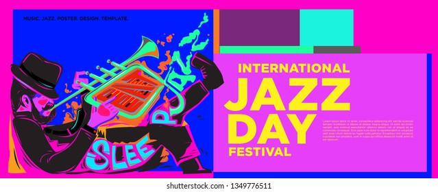 Vector colorful international jazz day poster and banner