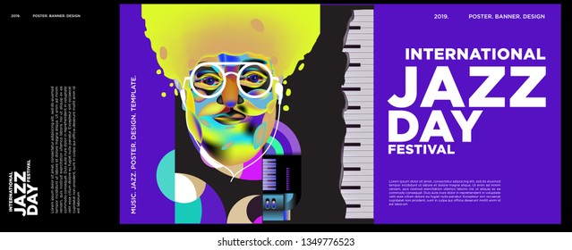 Vector colorful international jazz day poster and banner