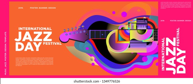 Vector colorful international jazz day poster and banner