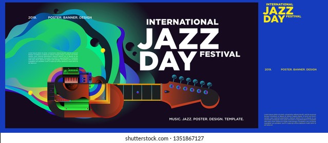 Vector colorful international jazz day poster and banner