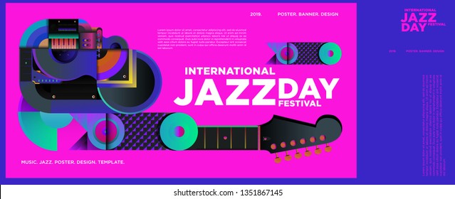 Vector colorful international jazz day poster and banner