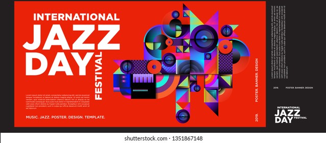 Vector colorful international jazz day poster and banner