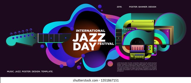 Vector colorful international jazz day poster and banner