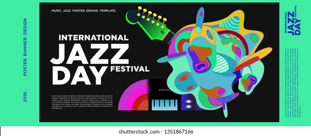 Vector colorful international jazz day poster and banner