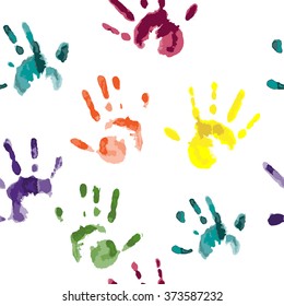 Vector Colorful Isolated Children Hand Prints Stock Vector (Royalty ...