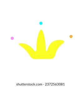 Ilustración aislada de colores vectoriales con un lindo ícono de corona dorada. Concepto con el logo de mano plana - símbolo de la familia real y autoridad del rey y la reina. Signo de calidad superior