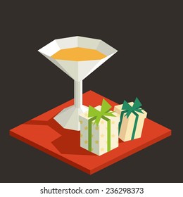 Vector colorful isometric alcohol drink decorated for christmas 