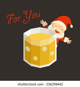 Vector colorful isometric alcohol drink decorated for christmas  with santa 