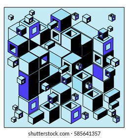 Vector colorful isometric cubes pattern. abstract wallpaper background. Illustration for fabric print.