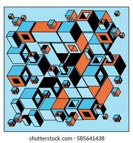 Vector colorful isometric cubes pattern. abstract wallpaper background. Illustration for fabric print.