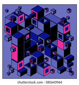 Vector colorful isometric cubes pattern. abstract wallpaper background. Illustration for fabric print.