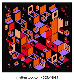 Vector colorful isometric cubes pattern. abstract wallpaper background. Illustration for fabric print.