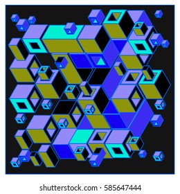 Vector colorful isometric cubes pattern. abstract wallpaper background. Illustration for fabric print.