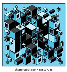 Vector colorful isometric cubes pattern. abstract wallpaper background. Illustration for fabric print.