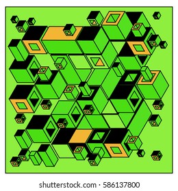 Vector colorful isometric cubes pattern. abstract wallpaper background. Illustration for fabric print.