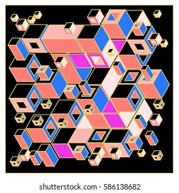 Vector colorful isometric cubes pattern. abstract wallpaper background. Illustration for fabric print.