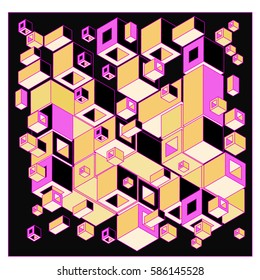 Vector colorful isometric cubes pattern. abstract wallpaper background. Illustration for fabric print.