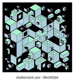 Vector colorful isometric cubes pattern. abstract wallpaper background. Illustration for fabric print.