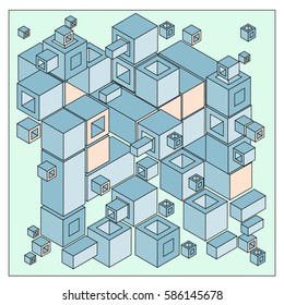 Vector colorful isometric cubes pattern. abstract wallpaper background. Illustration for fabric print.