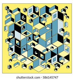 Vector colorful isometric cubes pattern. abstract wallpaper background. Illustration for fabric print.