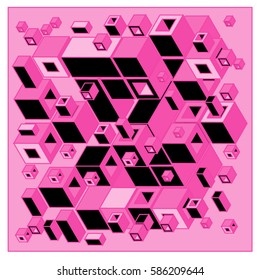 Vector colorful isometric cubes pattern. abstract wallpaper background. Illustration for fabric print.