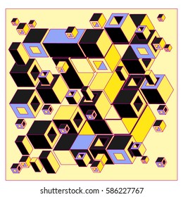 Vector colorful isometric cubes pattern. abstract wallpaper background. Illustration for fabric print.
