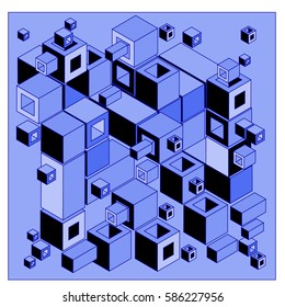 Vector colorful isometric cubes pattern. abstract wallpaper background. Illustration for fabric print.