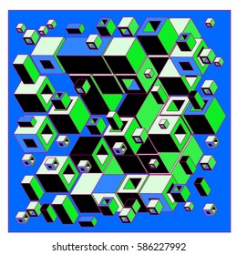 Vector colorful isometric cubes pattern. abstract wallpaper background. Illustration for fabric print.