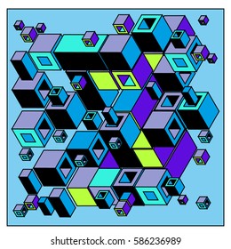 Vector colorful isometric cubes pattern. abstract wallpaper background. Illustration for fabric print.