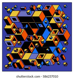 Vector colorful isometric cubes pattern. abstract wallpaper background. Illustration for fabric print.