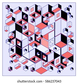 Vector colorful isometric cubes pattern. abstract wallpaper background. Illustration for fabric print.