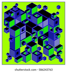 Vector colorful isometric cubes pattern. abstract wallpaper background. Illustration for fabric print.