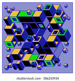 Vector colorful isometric cubes pattern. abstract wallpaper background. Illustration for fabric print.