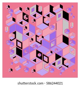 Vector colorful isometric cubes pattern. abstract wallpaper background. Illustration for fabric print.