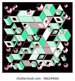 Vector colorful isometric cubes pattern. abstract wallpaper background. Illustration for fabric print.