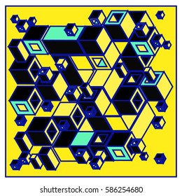 Vector colorful isometric cubes pattern. abstract wallpaper background. Illustration for fabric print.