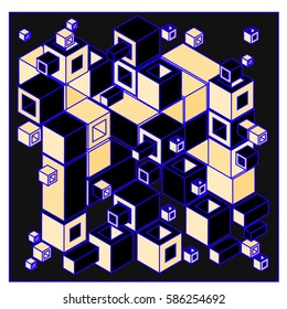 Vector colorful isometric cubes pattern. abstract wallpaper background. Illustration for fabric print.