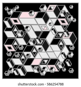Vector colorful isometric cubes pattern. abstract wallpaper background. Illustration for fabric print.