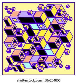 Vector colorful isometric cubes pattern. abstract wallpaper background. Illustration for fabric print.