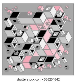 Vector colorful isometric cubes pattern. abstract wallpaper background. Illustration for fabric print.