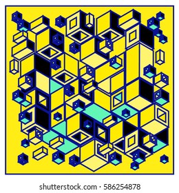 Vector colorful isometric cubes pattern. abstract wallpaper background. Illustration for fabric print.