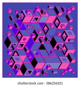 Vector colorful isometric cubes pattern. abstract wallpaper background. Illustration for fabric print.